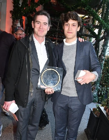 William Atticus Parker with his father Billy Crudup to support his mother at the 2019 International Women of Vision Awards.
